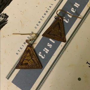 Gold triangle earrings